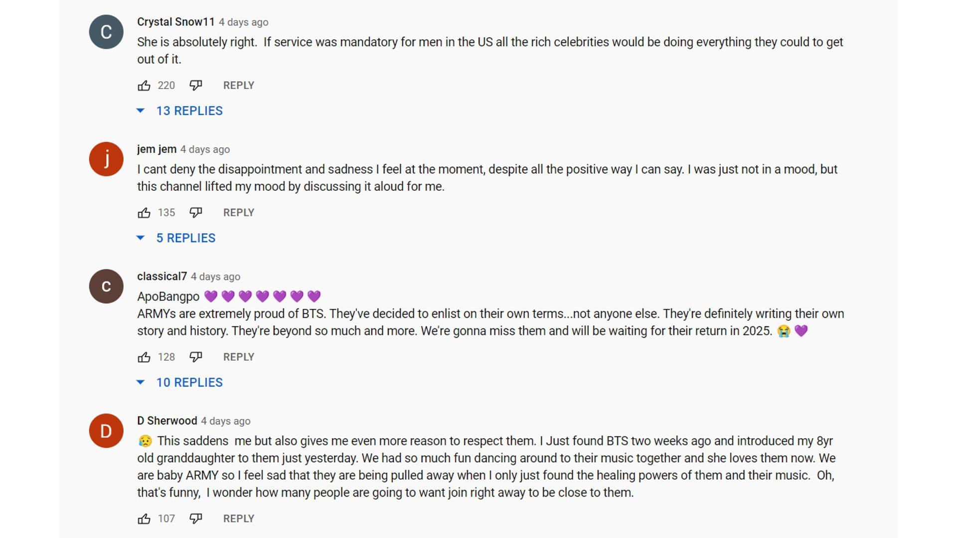The Social's Comment section on the BTS Enlistment opinion video (Image via YouTube/The Social)